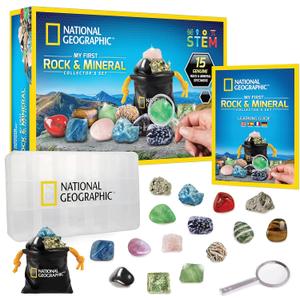 National Geographic Rocks & Mineral Collection - Rock Collection Box for Kids with 15 Gemstones and Crystals, Geology for Kids, Crystal Collection, Science Kit, Rock Gift