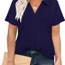 RITERA Plus Size Tops for Womens Polo Shirt Zipper Tshirt Office Business V Neck Tunic Work Blouses Dressy Collared Clothes, 3XL