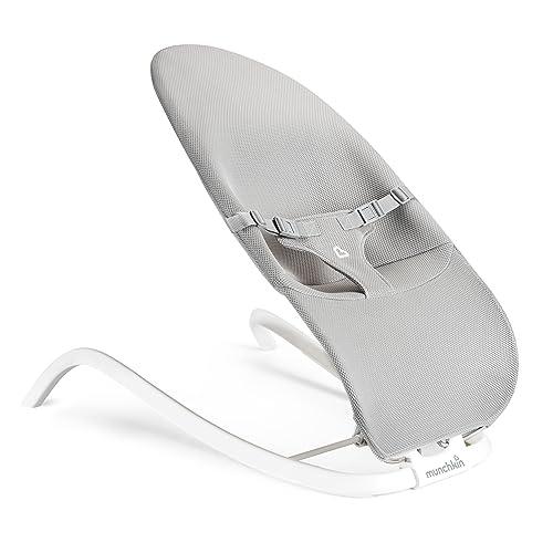 Munchkin Spring Baby Bouncer and Rocker Seat, Lightweight 2-in-1 Design, Travel Essential for Newborn, 3 Recline Positions, Grey