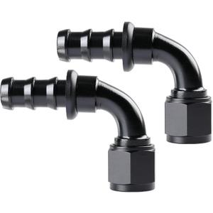 Ucreative 10AN 90 Degree Push Lock Hose Fitting End Black 2PCS
