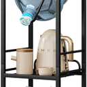 AZERPIAN 5 Gallon Water Jug Holder Bottle Organizer 3Tiers Water Dispenser Rack with Storage Shelves for Kitchen,Office,Living Room,Black
