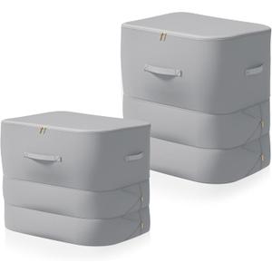 2 PCS Ultra Space Saving Self Compression Organizer, Self Compression Organizer, Space Saving Bags for Comforters, Clothes, Blankets, Pillows, Duvet (Gray, 54 * 42 * 60cm, 54 * 42 * 90cm)