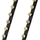 Frienda Hanging Jingle Sleigh Bells 7-Bell Dog Doorbells for Door Knob Faux Leather Belts Go Outside Dog Bells Christmas Decor and Holiday Decorations, 18.7 x 1.8 x 1 Inches(Black with Gold)
