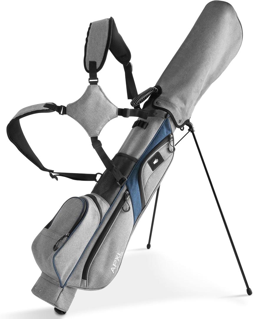 Pitch n Putt Small Golf Stand Bag - 3 Divider, Fit Up to 8 Clubs, Lightweight with Rain Cover & Strap for Men & Women