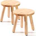 Wenqik 2 Pcs Wooden Step Stools 10 Inch Stool Matched Sensory Table Multi Purpose Solid Chair Round Small Chairs Four Legged Sitting Stool for Bedroom