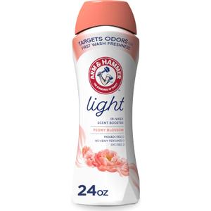 ARM & HAMMER Light In-Wash Scent Booster, No Heavy Perfumes, No Dyes, No Parabens, Peony Blossom Scent, 24 Oz (24 Ounce (Pack of 1))