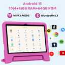 COLORROOM 2026 Upgraded Android 15 Tablet, 10inch Kids Tablet, Octa-core CPU, 10GB+64GB+1TB Expand Tablets for Kids with Kids Space, Parental Control, 6000mAh Big Battery,Touchscreen Tableta,Pink