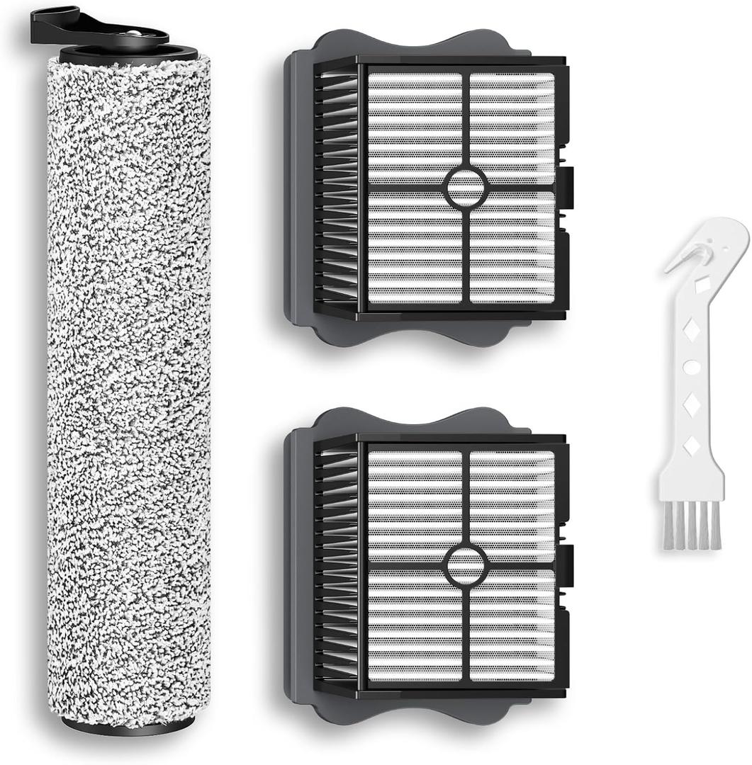 1+2 Pack iFloor 3/ S3 Brush Roller and HEPA Filter Set Compatible with Tineco iFloor 3/ Floor One S3 Cordless Vacuum Cleaners, 1 Pack Brush Roller + 2 Pack Vacuum HEPA Filters + 1 Pack Cleaner Tool