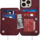 GUERNICA for iPhone 15 Pro Max Wallet Case with RFID Blocking Card Holder for Women Men, Kickstand Shockproof Phone Case for iPhone 15 Pro Max(6.7"),Wine Red