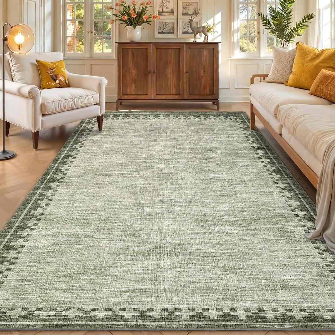 GarveeHome 8x10 Cross Bordered Living Room Rug Non Slip Neutral Carpet