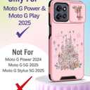Buleens for Moto G Power 2025 Case - for Motorola Moto G Play 2025 Case Cute Designed with Ring Stand & Camera Cover Women Girl Aesthetic Kawaii Girly Flower Castle Phone Cover Compatible with Magsafe