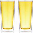True Double Walled Beer Glasses, Pint Glasses for Beers, Water, Iced Coffee, Cocktails, Game Night, Beer Gifts for Men, BBQ Outdoor Party, Home Bar Accessories, Kitchen Glassware, 16 oz, Set of 2