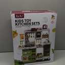 Pupu Pig Kids Kitchen Playset, Play Kitchen with Electric Stove, Grill, Sink, Play Food, ToyKitchen Accessories, Kitchen Interactive Play with Lights Sound Steam, Cooking Toys for Toddler Kid Gifts