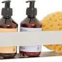 Seachrome Rectangular Shower Shelf with Rail in a Satin Finish