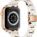 Solace Bands Slim Matte Resin Watch Band - Universal Fit for Apple Watch Bands for Women and Men, iWatch Bands for Size: 38/40/41/42/44/45 mm, SE and Series 11 10 9 8 7 6 5 4 3 2 1 (Nougat/Gold Hardware)