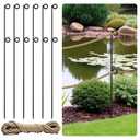 6 Packs 42" Tall Metal Rope Stakes with 50ft Jute Rope