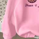 SweatyRocks Girl's Cute Graphic Sweatshirts Long Sleeve Drop Shoulder Hoodies Pullover Tops (Pink)