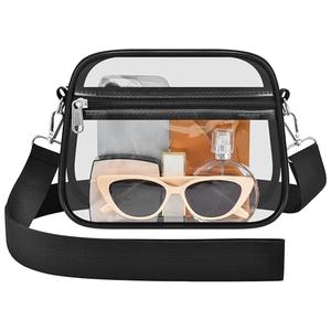 Busiuw Clear Bag for Stadium Events Mini Small Clear Purse Stadium Bag for Concert Sport Work(Black)