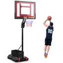 Goplus Portable Basketball Hoop Outdoor, 3.5FT-8.5FT Height Adjustable Basketball Stand System with Shatterproof Backboard, Weighted Bag, Indoor Outside Court Basketball Goal for Kids Youth