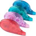Amazon Basics White Out Correction Tape with Dispenser, 39.3ft, 4-Count Pack, Easy to use, Fast, Clean and Easy to Use Tear-Resistant Tape Office or School Supplies, Green, Orange, Purple, Red, Blue