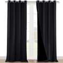 NICETOWN Full Shading Curtains 90 inches Long 2 Panels Set for Windows, Super Heavy-Duty Black Lined Blackout Curtains for Bedroom, Privacy Assured Window Treatment (Black, 52 inches W)