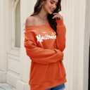 Womens Off the Shoulder Sweatshirt Long Sleeve Pullover Tops Oversized Sweatshirts Trendy Fall Outfits (Orange, M)