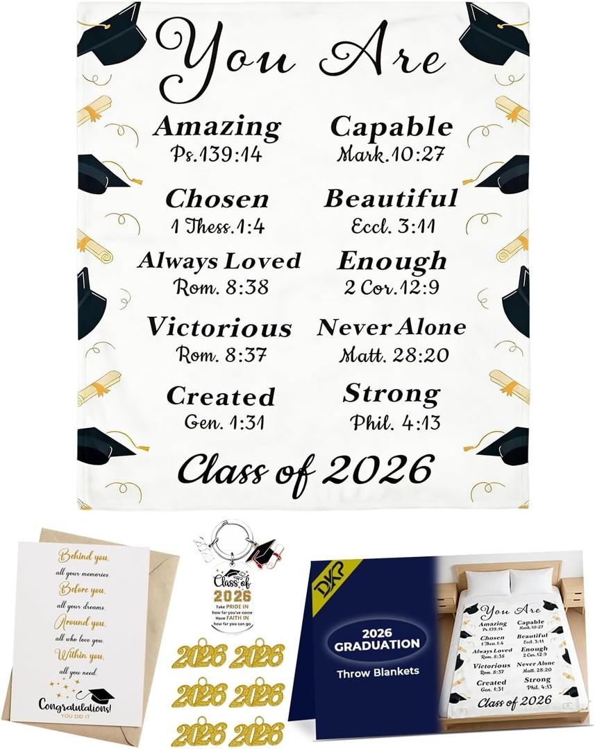 Class of 2026 50"x60" Flannel Throw Blanket Soft Commemorative Graduation Decor, Bulk Gifts for 2026 Graduation Stuff & Senior Night Party Supplies