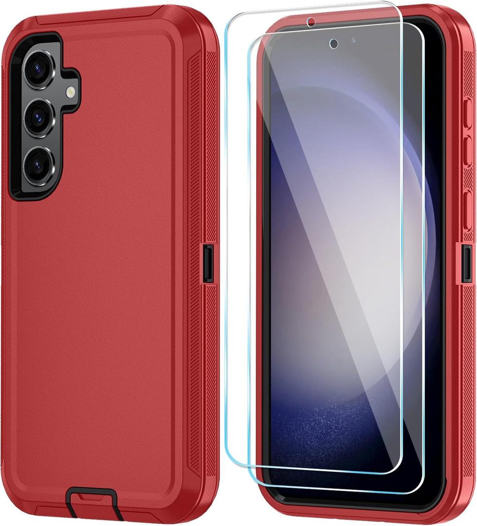 ONOLA Phone Case for Samsung Galaxy S23 FE Case with HD Screen Protector, Heavy Duty Shockproof & Dropproof 3-Layer Cover Phone Case for Galaxy S23 FE 6.4'', Red Black
