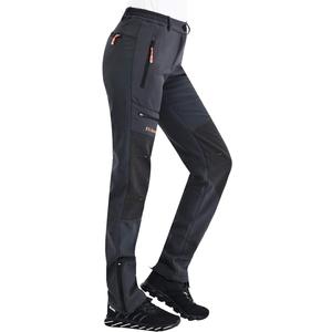 Postropaky Womens Outdoor Snow Ski Pants Waterproof Hiking Insulated Softshell Pants Snowboard Zipper Bottom Leg (14 Short, Grey)