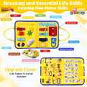 Esjay Toddler Busy Board Montessori Toys for Boys Girls, Sensory Book Educational Activities for Learning Fine Motor Skills, Birthday Gifts for Toddlers, Travel Toys for Airplane Car, Yellow Truck