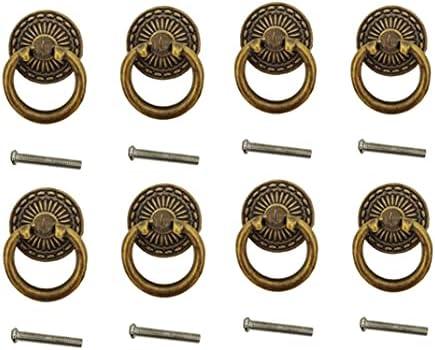 MIZORLIE Antique Bronze Knob Handle Retro Dresser Pull Cabinet Drawer Ring Handle Single Hole Decorative Hardware with Screws, Used for Furniture Cabinet Dresser(8 PCS)