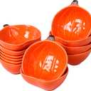Kolewo4ever 12 Pieces Thanksgiving Ceramic Pumpkin Bowl 6 Ounces Ramekins Small Pumpkin Shaped Bowls Orange Dinnerware Decoration for Fall Thanksgiving Serving Dip, Sauce, Condiments,Snack
