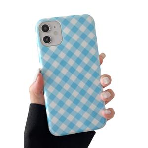 Longlayss for iPhone 11 Case Lattice Plaid Checkered Gingham Phone Case Cute Aesthetic Pattern Soft TPU Shockproof Phone Cover for Women Girls (Blue)