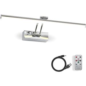 Picture Light, 16 inches Art Light with Remote, Wireless Picture Lights for Wall, Full Metal Battery Painting Lighting for Artwork, Gallery,Mirror (Chrome)