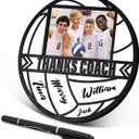 RattanView Sport Ball Picture Frame 4 x 6 Signable Thanks Coach Picture Frame with Pen Coaches Appreciation Photo Tabletop for Home Table Decorations Coach Team Birthday Gifts(White,Volleyball,Round)