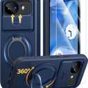 JAME for Google Pixel 10A Case, Ring Holder Stand Kickstand, Slide Camera Cover with Screen Protector, Dual-Layer Shockproof Protective, Magnetic Accessory Friendly Google Pixel 10a Phone Case, Blue