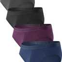 DAVID ARCHY Men's Underwear Ultra Soft Modal Dual Pouch Briefs Support Comfortable lightweight Briefs for Men 4 Pack (X-Large, Black/Navy Blue/Dark Grey/Wine)