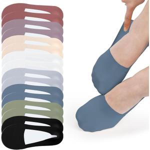 8 Pairs No Show Socks Womens, Non Slip Invisible Thin Liner Socks for Flats & Loafers (Cotton Bottom) US 5-9