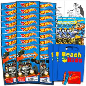Hot Wheels Mini Party Favors Set for Kids - Bundle with 24 Mini Hot Wheels Grab n Go Play Packs with Coloring Pages, Stickers, More (Hot Wheels Birthday Party Supplies)