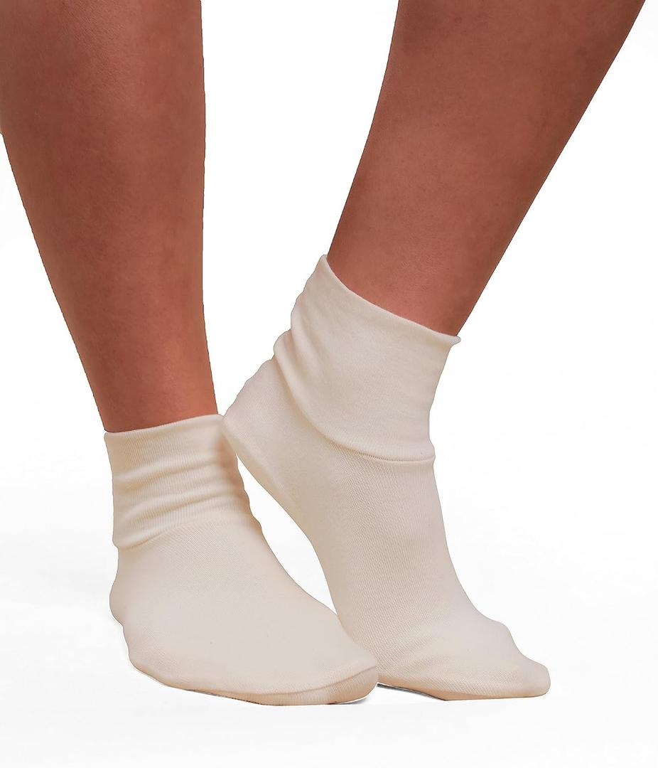 Cottonique Latex-free Socks (2 pack) (Small, Ivory)