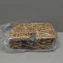 Decorative Box with Lid, Wicker Storage Basket, Water Hyacinth Woven Decorative box for Shelf, Coffee Table, Console Table, Home Decor (Small)