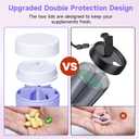 Daviky Pill Bottle Organizer, Supplement Organizer with 7 Large Compartments, Travel Pill Dispenser Round Pill Box with Two Lids, Purple