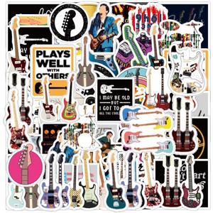 Love Guitar Stickers Fender Electric Guitar Stickers 50 Pcs Water Bottle Waterproof Cool Aesthetic Vinyl Laptop Luggage Skateboard Computer Stickers for Teens Boys Adult(Guitar)