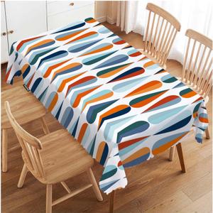 Swono Drop Shapes Rectangle Tablecloth Colorful Modern Drop Shapes Table Cloth Dining Table Cover for Home Kitchen Restaurant Party Buffet Picnic, 52x70 Inch