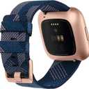 Fitbit Versa 2 Special Edition Health and Fitness Smart Watch with Heart Rate, Music, Alexa Built-In, Sleep and Swim Tracking, Navy and Pink Woven/Copper Rose, One Size (S and L Bands Included), 2.3