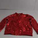 COOFANDY Men's Metallic Jacket 70s Disco Party Varsity Jacket Zip-up Baseball Bomber (Red, S)