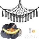 CERETIA Stuffed Animal Hammock with LED Light, Large Stuffed Animals Storage Corner Plushie Net for Kids Room Decor, Black