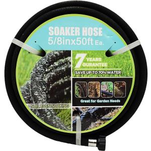 Soaker Hose 5/8" 50ft Rubber Garden Soaker Hoses, Water Seeper Round Drip Hose, Heavy Duty Drip Irrigation Hose For Vegetable, Lawn, Plants and Trees Watering