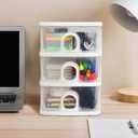 Desktop Storage Drawers Desk Organizer with Drawers, 3 Drawers Organizing Drawers Clear Small Plastic Storage Drawers for Crafts, Accessories, Stationeries, Office Supplies, Pens (Pack of 1)