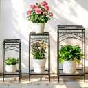 29.5-Inch Metal Indoor Plant Stands - 3-Piece Stylish Iron Plant Holder Set for Indoor & Outdoor Use - Durable Flower Pot Stands Perfect for Balcony, Patio, and Home Decoration plant stand set